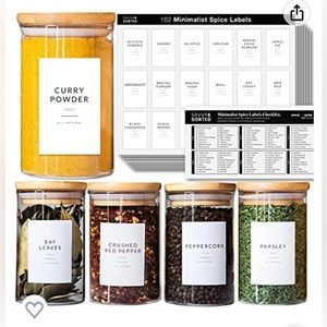 Savvy and Sorted Spice Jar Labels Black Minimalist 148 labels